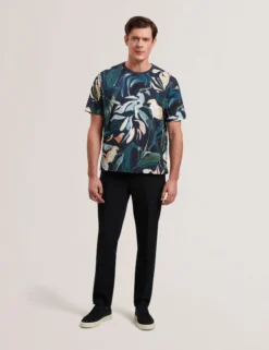 Abstract Floral Print Pure Cotton T-Shirt
