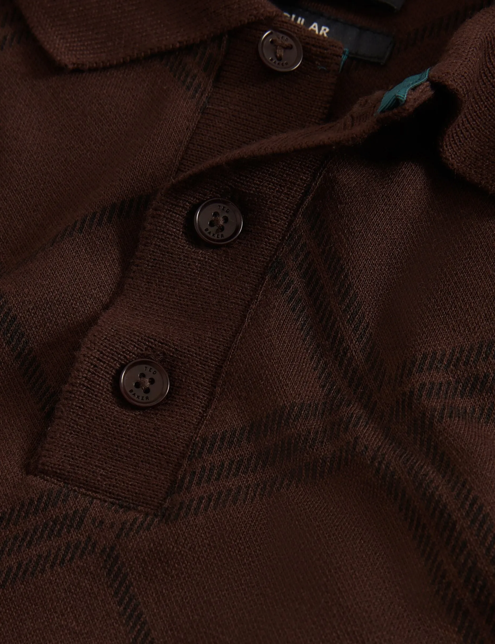 Argyle Knit Long Sleeve Polo Shirt