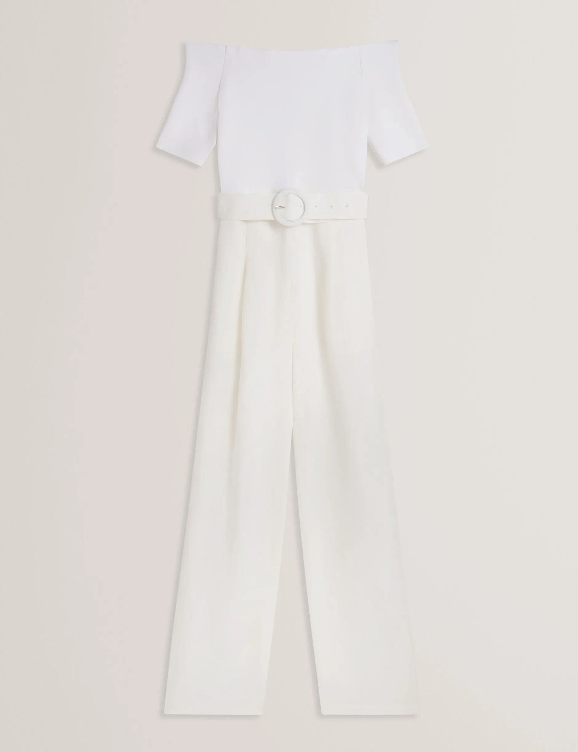 Bardot Knit Top Wide Leg Belted Jumpsuit