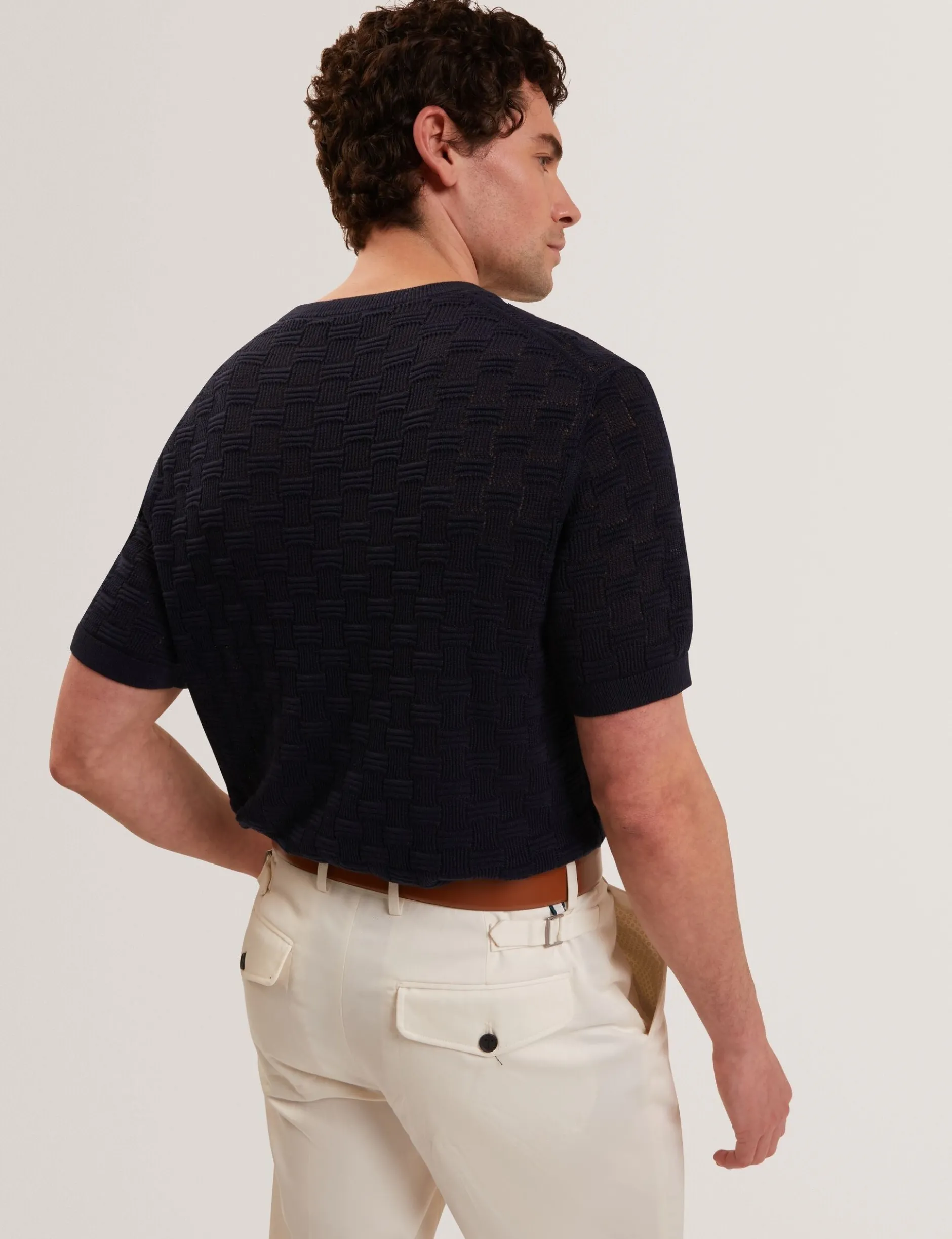 Basket Knit Wool Silk Blend T-Shirt