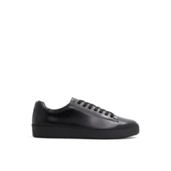 Black Leather Cup Sole Sneakers