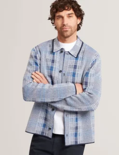 Blurred Check Knitted Cardigan Jacket