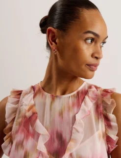 Blurred Floral Print Midi Dress