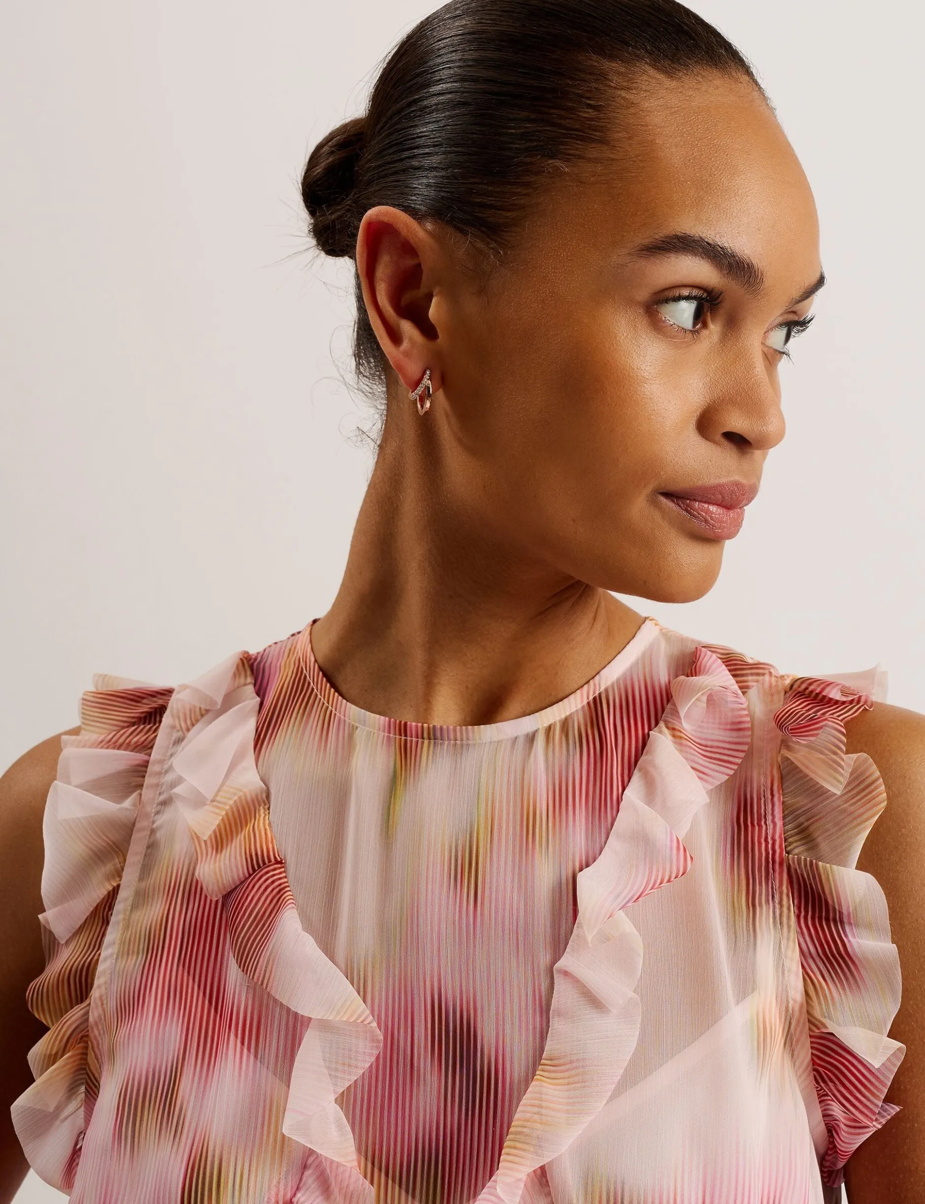 Blurred Floral Print Midi Dress