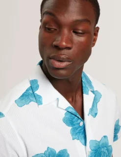 Bold Floral Seersucker Short Sleeve Shirt
