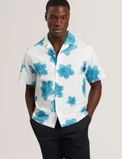 Bold Floral Seersucker Short Sleeve Shirt
