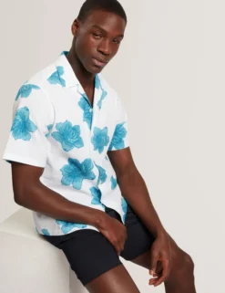 Bold Floral Seersucker Short Sleeve Shirt