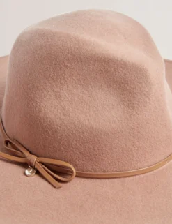 Bow Detail Pure Wool Fedora Hat