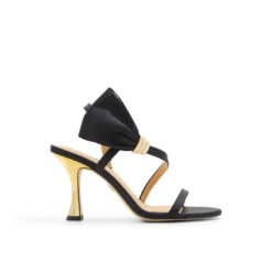 Bow Embellishment Satin Heeled Sandals