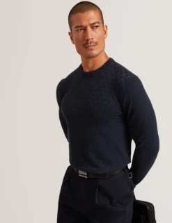 Branded Texture Crew Neck Jumper