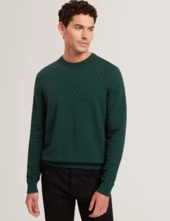Branded Texture Crew Neck Jumper