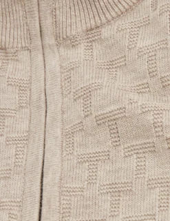 Branded Texture Zip Neck Jumper