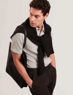 Cable Texture Cotton Blend Polo
