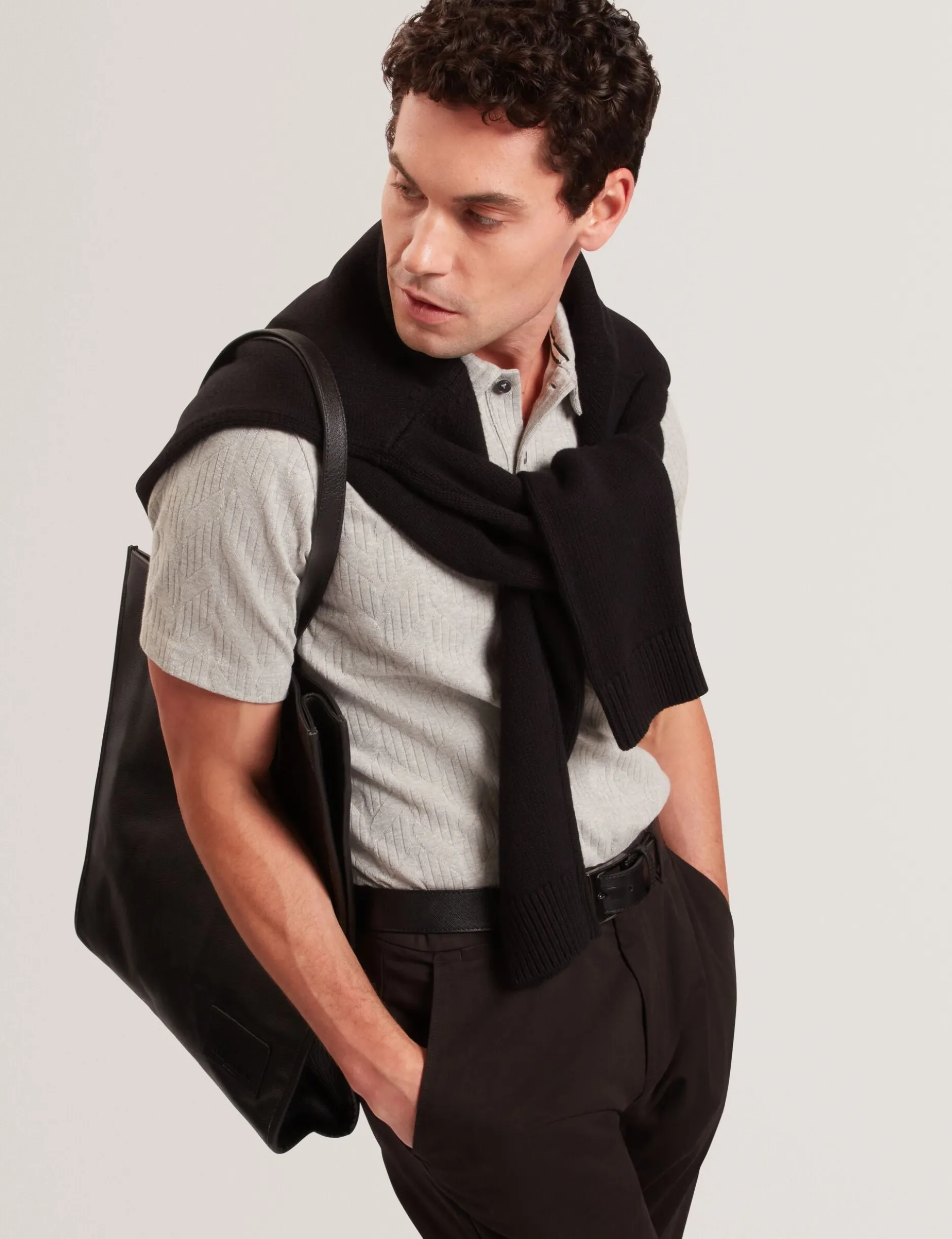 Cable Texture Cotton Blend Polo