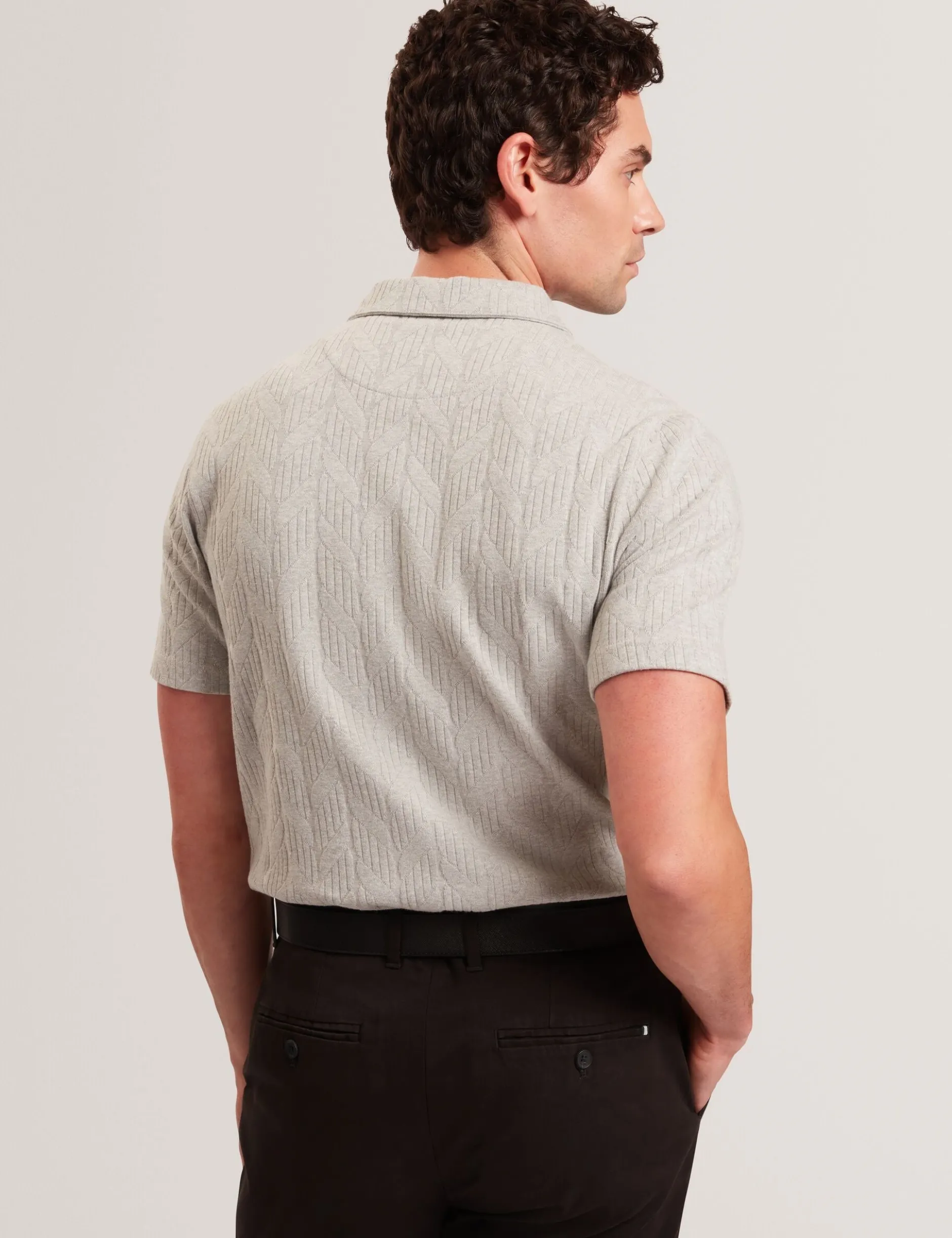 Cable Texture Cotton Blend Polo