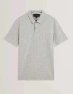 Cable Texture Cotton Blend Polo