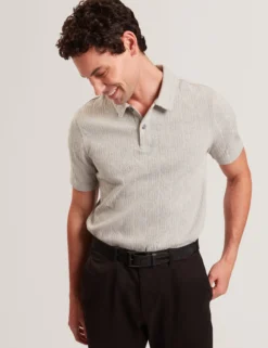 Cable Texture Cotton Blend Polo