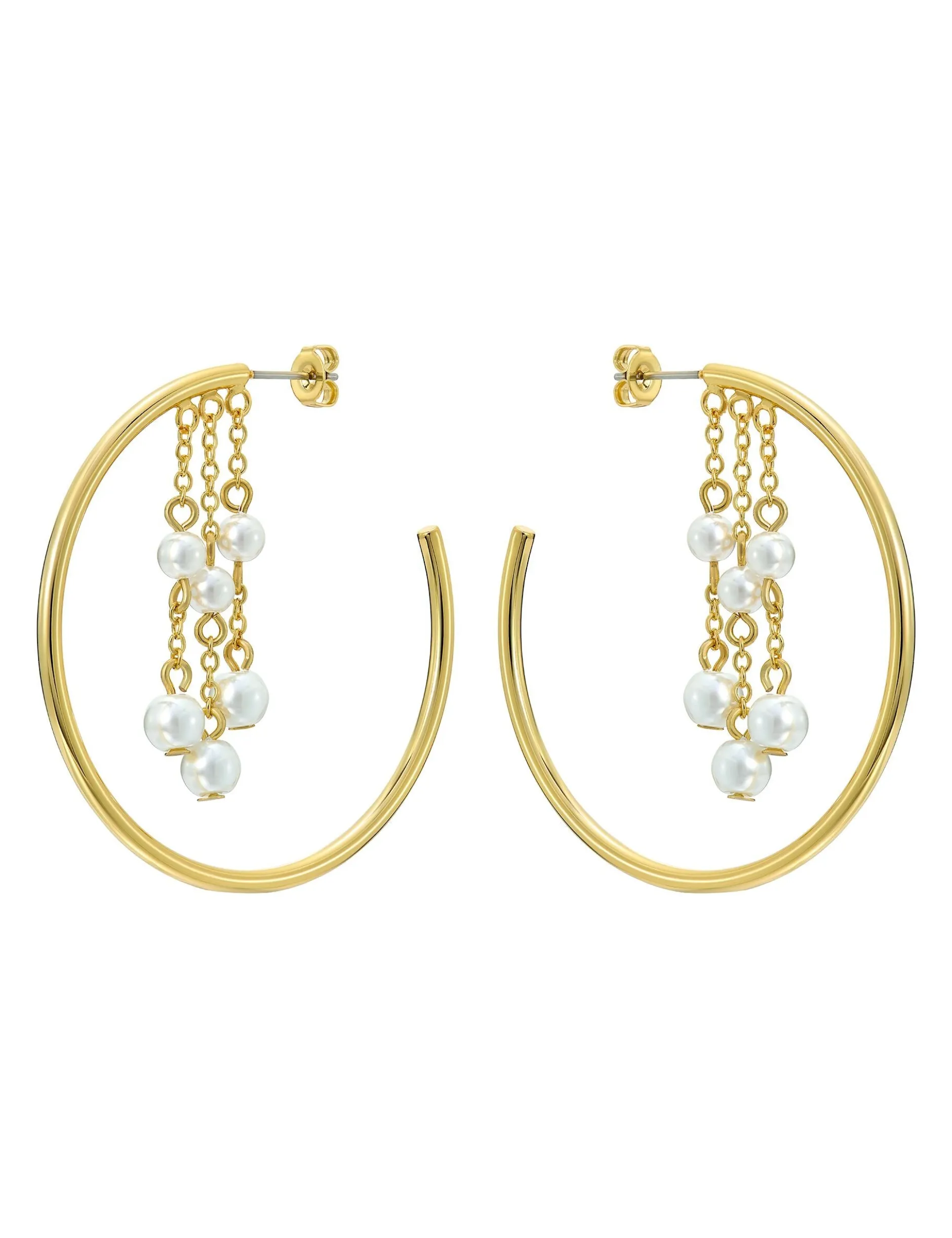Cascade Hoop Pearl Earrings