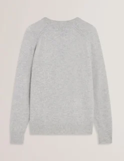 Cashmere Cable Detail Crew Neck Jumper
