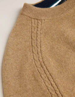 Cashmere Cable Detail Crew Neck Jumper