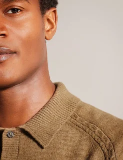 Cashmere Knit Long Sleeve Polo Top