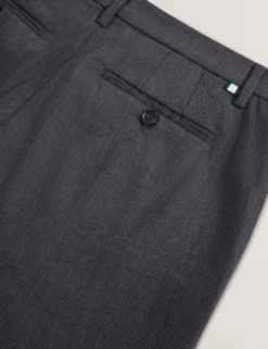 Checked Linen Blend Regular Fit Trousers