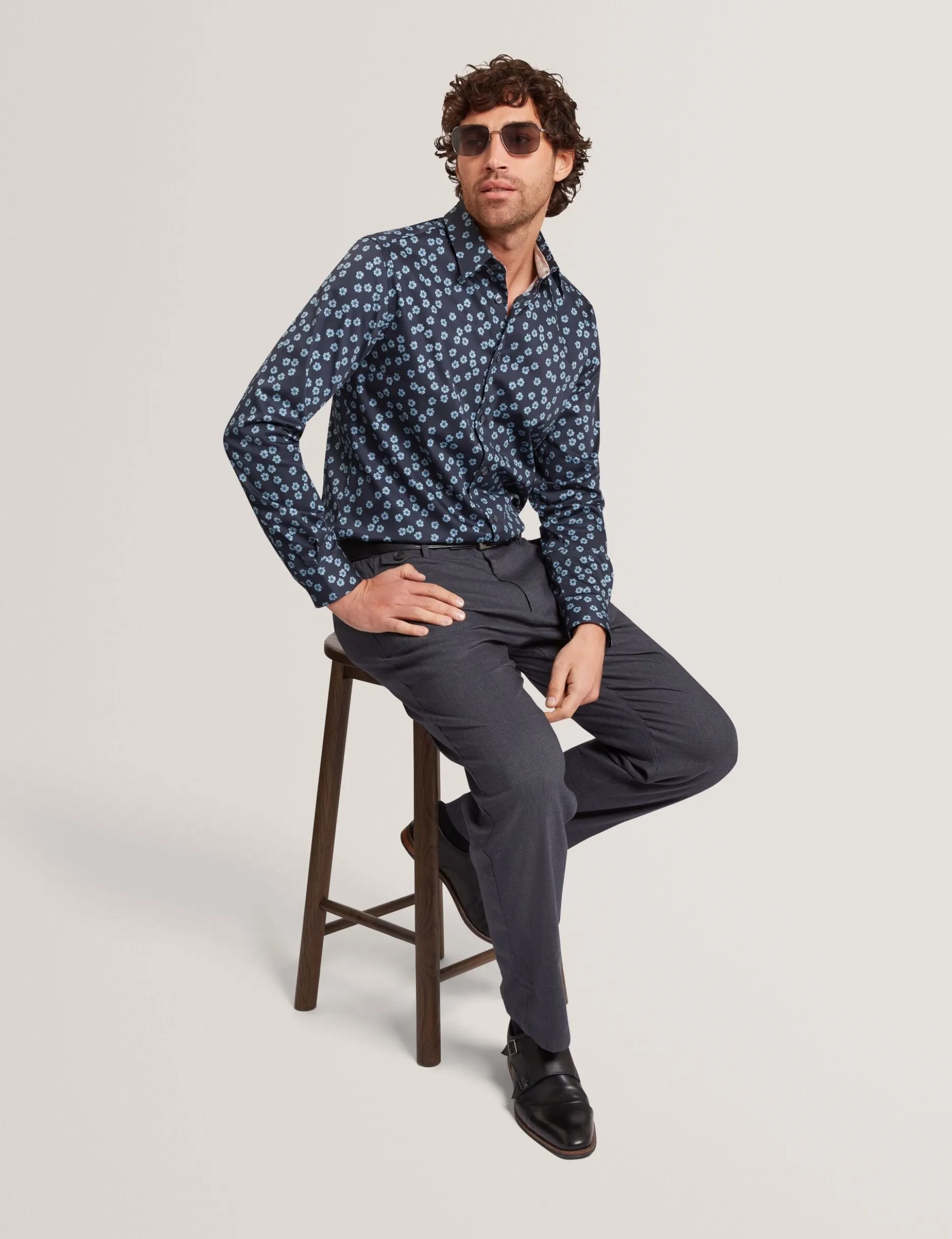 Checked Linen Blend Regular Fit Trousers