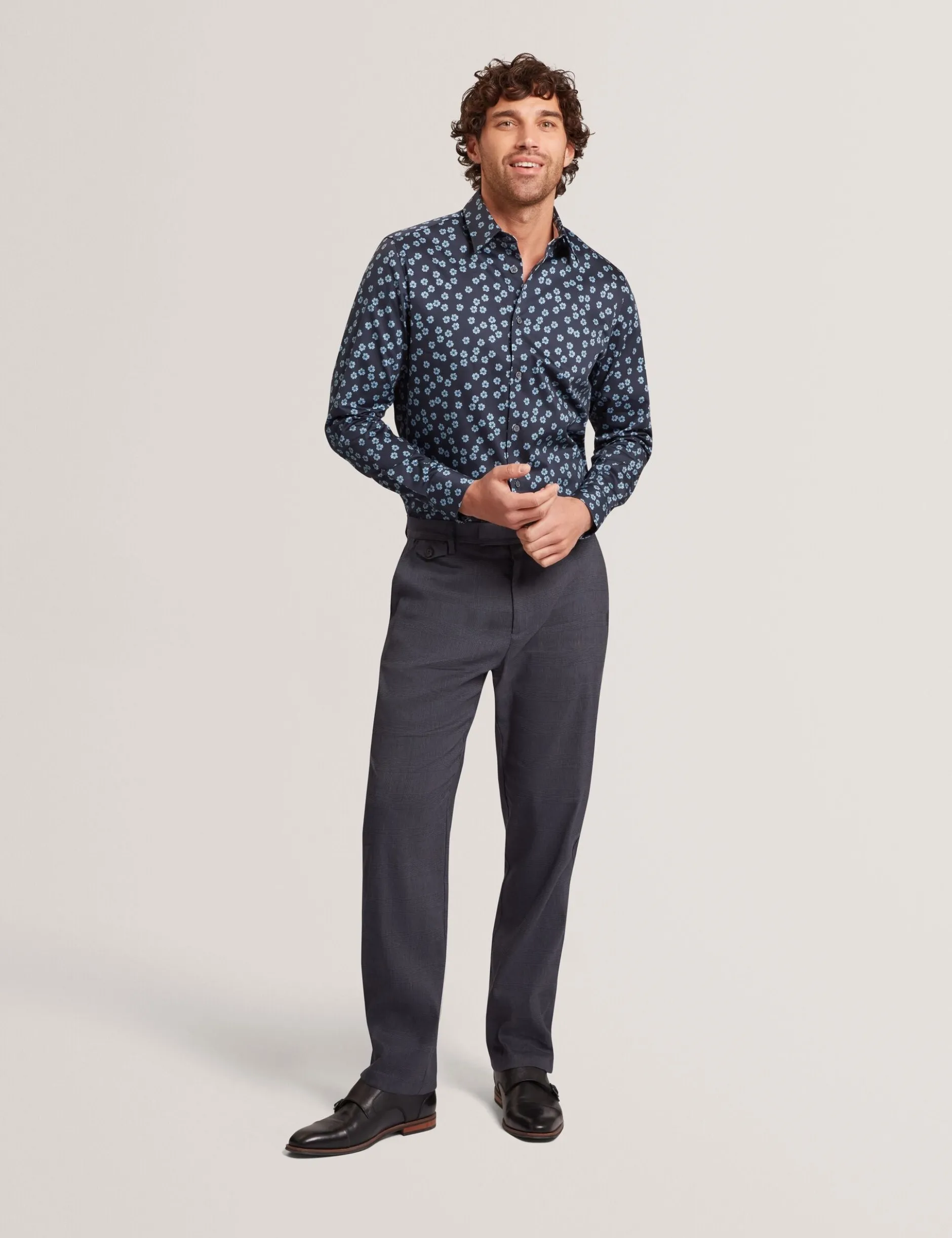 Checked Linen Blend Regular Fit Trousers