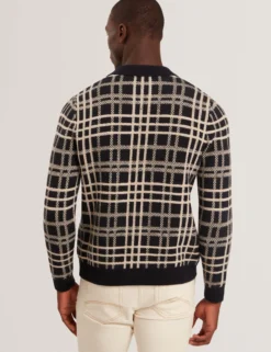 Check Print Button-Through Knit Polo