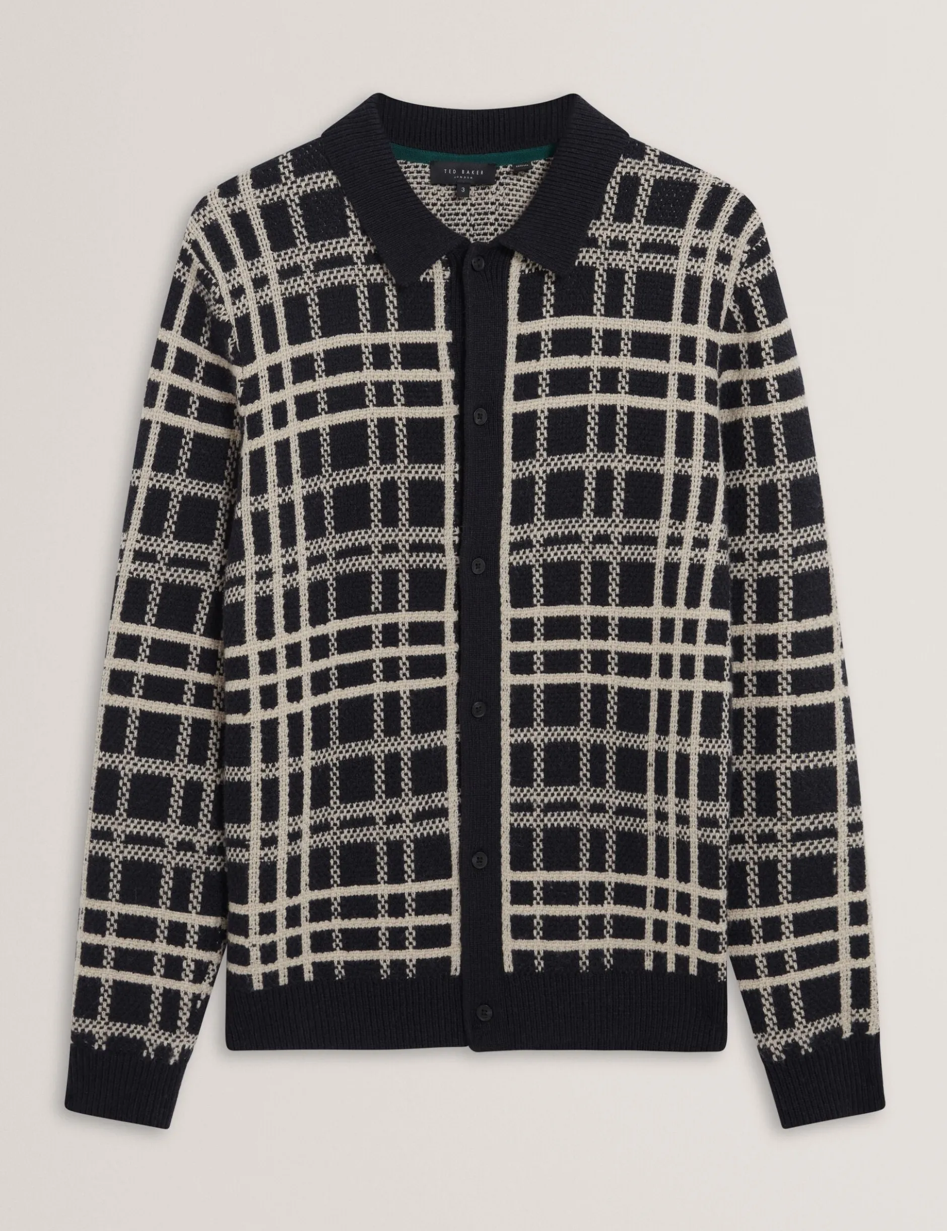 Check Print Button-Through Knit Polo