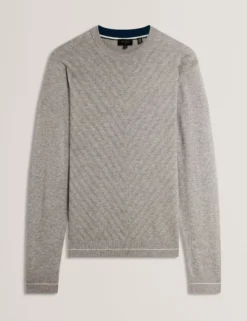 Chevron Texture Knit Crew Neck Sweater