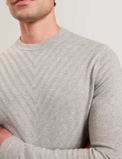 Chevron Texture Knit Crew Neck Sweater