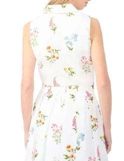 Cotton Floral Sleeveless Cropped Shirt