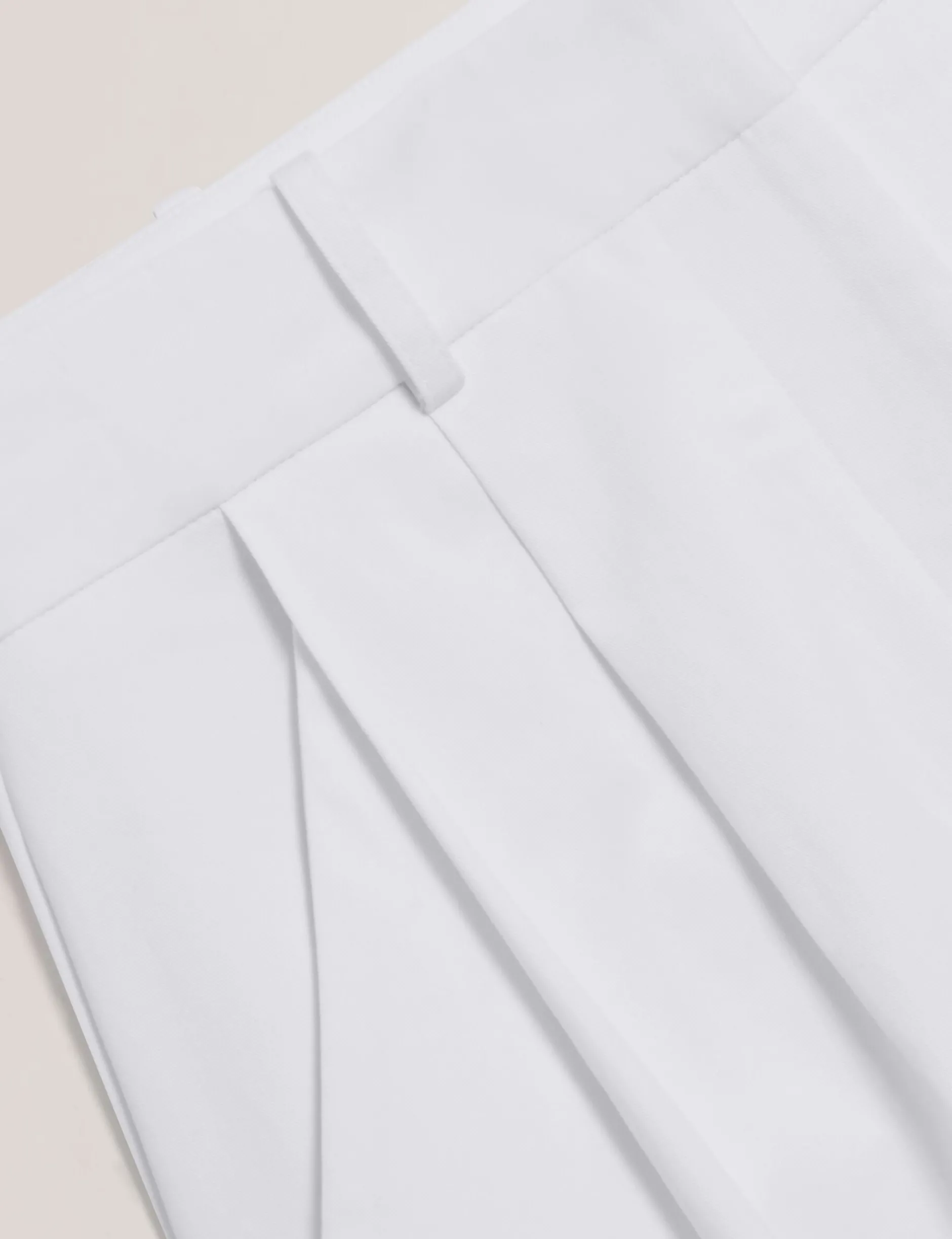 Cotton Pleated Front Wide Leg Trousers