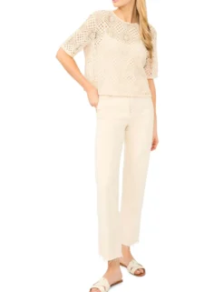 Crochet Knit Boxy Short Sleeve Top