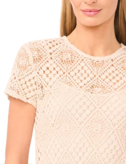 Crochet Knit Short Sleeve T-Shirt Dress