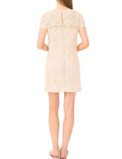 Crochet Knit Short Sleeve T-Shirt Dress