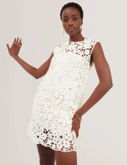 Crochet Sleeveless Mini Shift Dress