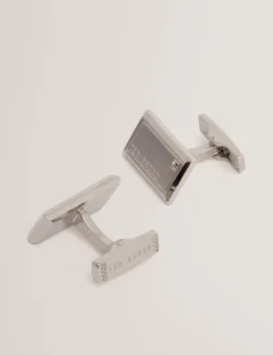 Crystal Detail Brushed Metal Cufflinks