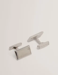 Crystal Detail Brushed Metal Cufflinks