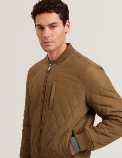Diamond Quilted Zip Bomber Jacket