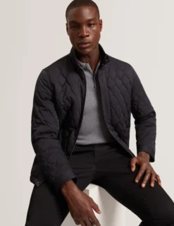 Diamond Quilted Zip Field Coat