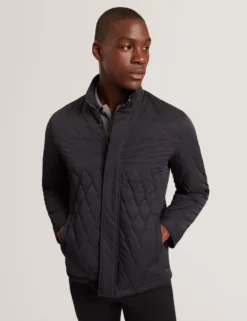 Diamond Quilted Zip Field Coat