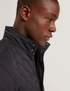 Diamond Quilted Zip Field Coat