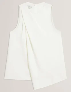 Draped Front Asymmetric Sleeveless Top