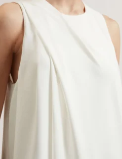 Draped Front Asymmetric Sleeveless Top