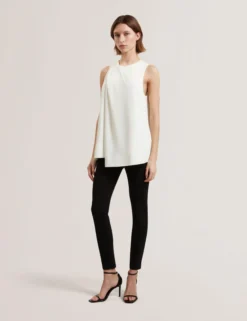 Draped Front Asymmetric Sleeveless Top