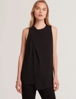Draped Front Asymmetric Sleeveless Top