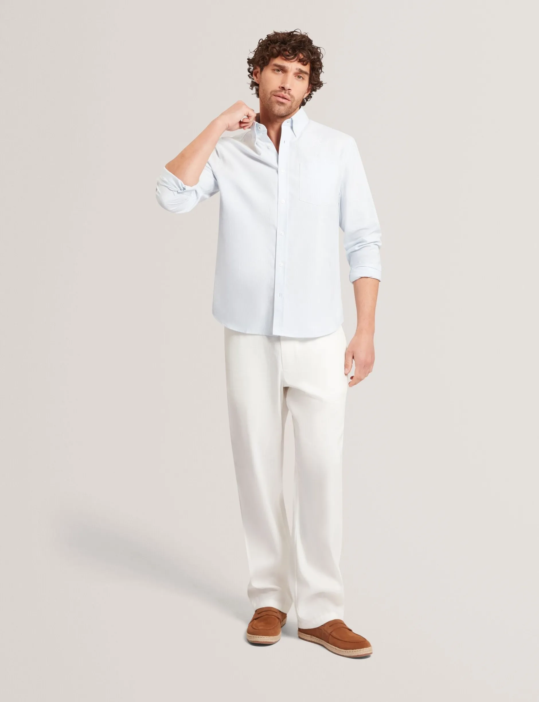 Embroidered Detail Relaxed Pinstripe Shirt