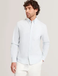 Embroidered Detail Relaxed Pinstripe Shirt